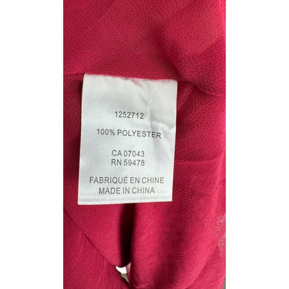 House of Harlow 1960 Womens Burgundy Abstract Dress Chiffon Ruffle Neck Size 10 - Picture 11 of 13